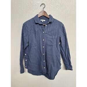 NEW Madewell womens S blue cotton shirt long sleeve side buttons classic casual